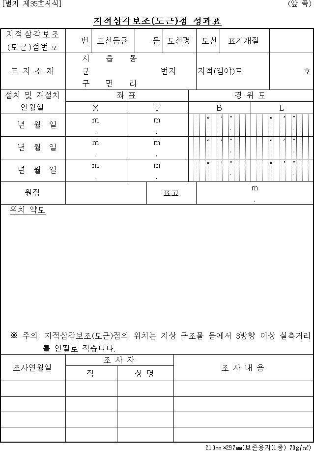 지적삼각보조(도근)점 성과표